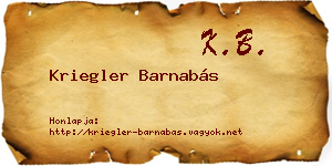 Kriegler Barnabás névjegykártya