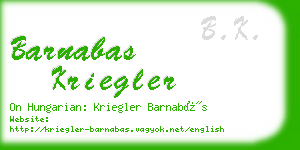 barnabas kriegler business card